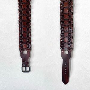 y2k bohemian woven leather hip belt